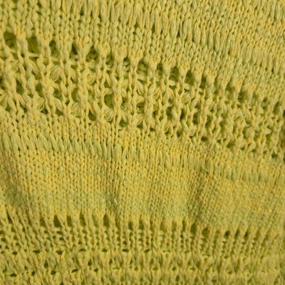 Free People Hot Tropics V-neck Open Knit Tunic Sweater Limelight Combo Size M - Picture 9 of 13